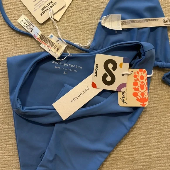 FP x Mare Perpetua The Essential Bikini Set Cornflower Blue String Medium XS NEW - Picture 8 of 8